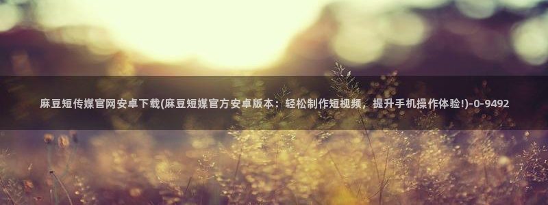 麻豆传媒官网公司：麻豆短传媒官网安卓下载(麻豆短媒官方安卓版本：轻松制作短视频，提升手机操作体验!)